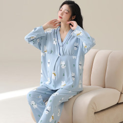 ROVO 月子哺乳睡衣待产孕妇睡衣产后月子服居服套装 24206 M