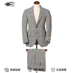 BEAMS 日本直邮手工羊毛格纹西装套装日系 日潮 海军蓝 44