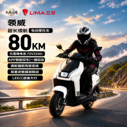 立马电动车 立马电动摩托车领威6块22AH电池80KM长续航1000W大电机防侧滑 素雅白