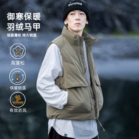 工装羽绒马甲男2026新款冬超好看加厚保暖外套女外穿坎肩 卡其 XL