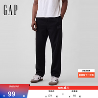 Gap 男装2026秋季新款舒适松紧腰直筒运动卫裤休闲裤000913984 黑色 M 美码  L亚洲码180/100A