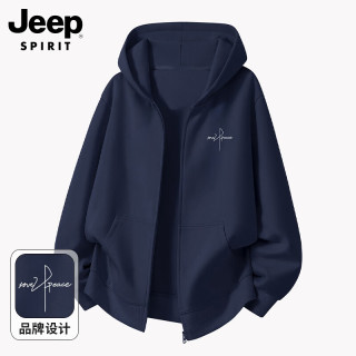 JEEP SPIRIT 吉普卫衣男士重磅连帽开衫宽松秋冬季休闲上衣服运动外套