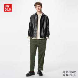 优衣库 灯芯绒舒适九分裤男装/长裤裤子/休闲裤裤子486471 56 橄榄色 3XL