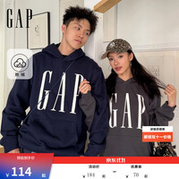 Gap 男女装2026秋新品潮流logo印花抓绒连帽宽松卫衣1SS623908 海军蓝 S (16