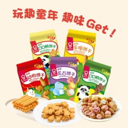 嘉顿 童趣饼干5款组合 含钙宝塔花占饼小熊动物饼干