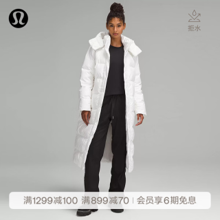 lululemon 丨Wunder Puff 女士长款羽绒外套羽绒服 防风 LW4CAGS 白色 L /10