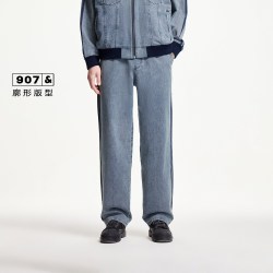 杰克琼斯 廓形松紧抽绳阔腿 男士牛仔裤