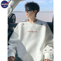 NASA MARVEL 小众设计感刺绣圆领卫衣男秋季新款潮牌扎染宽松内搭打底衫上衣