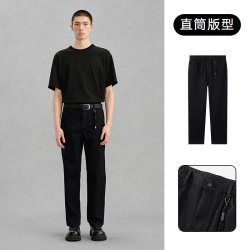GXG 男装 冬款黑色直筒牛仔裤简约百搭通勤弹力长裤休闲牛仔裤