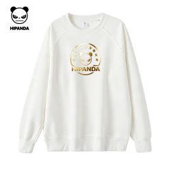 HIPANDA 卫衣国潮风圆领长袖卫衣男白色套头休闲上衣潮牌