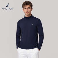 NAUTICA 男士半高领长袖t恤秋季弹力打底衫休闲百搭小高领内搭男装上衣男 藏青 XL