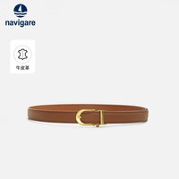 navigare 意大利小帆船女士真皮细腰带棕色自动扣牛皮