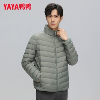 移动端：YAYA 鸭鸭90绒男士时尚休闲轻型短款防风立领气质户外轻薄款羽绒服