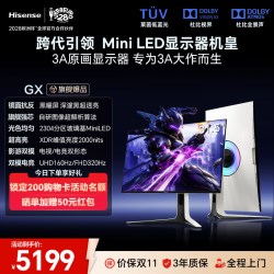 海信 机皇MiniLED屏海信32GX电竞显示器31.5英寸4K160Hz黑曜屏2304分区