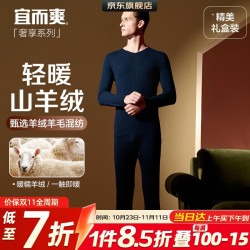 宜而爽 保暖内衣套装男士V领秋衣秋裤加绒羊毛裤男秋冬季