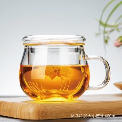 美斯尼 玻璃杯茶水分离泡茶杯办公室男士水杯花茶杯女家用喝水杯子