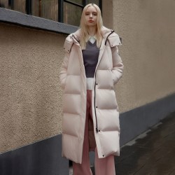 坦博尔 新款防风羽绒服女长款过膝加厚保暖面包服运动户外时尚外套