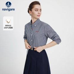 navigare 意大利小帆船纯棉长袖衬衫女士衬衣