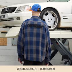 OFF-WHITE ™秋季新款渐变翻领衬衫蓝灰男女情侣款宽松长袖衬衣 淺蓝色 XL
