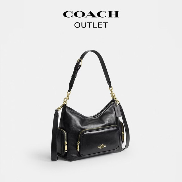 COACH 奥莱女士女包口袋细节LAUREL 30号流浪包单肩斜挎包通勤手提包