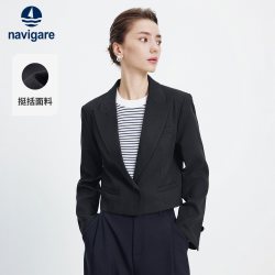 navigare 意大利小帆船黑色休闲宽松西服女西装外套