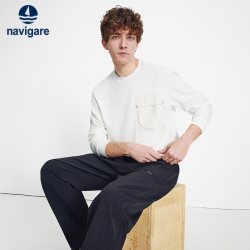 navigare 意大利小帆船休闲圆领加绒卫衣男士长袖