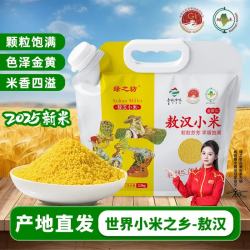 绿之坊 内蒙古赤峰敖汉黄小米新米粥农家原产地现磨现发粗粮杂粮小米5斤 敖汉黄小米5斤