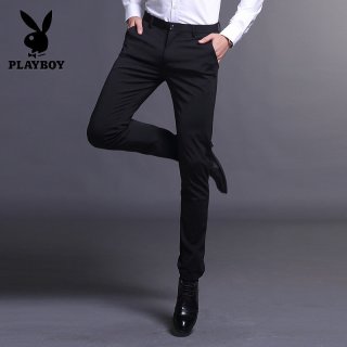 PLAYBOY 高档男士休闲裤春秋款弹力透气修身透气长裤夏季薄款韩版商务西裤