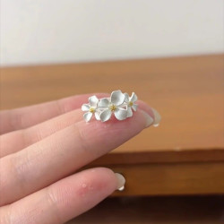 花饰庄园 清新素雅栀子花可调节戒指女食甜美小众简约温柔气质开口设计指环 栀子花戒指