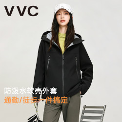 VVC 软壳外套加绒男女防风耐磨户外夹克保暖弹力休闲上衣 黑色 L （体重125-140）