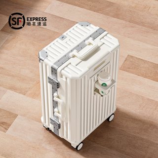 移动端：米曼尼 铝框行李箱拉杆箱女结实耐用加厚20寸登机旅行密码皮箱子男万向轮