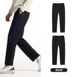 安踏 加绒保暖运动长裤男秋季新款健身跑步黑色直筒裤子152617304N