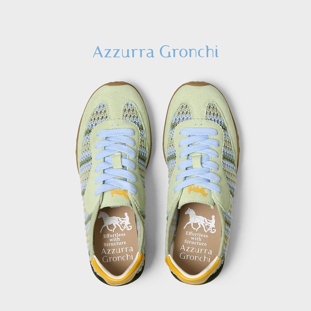 Azzurra Gronchi AG飞驰系列旷野编织面休闲德训鞋子26秋季新品复古优雅薄底休闲鞋