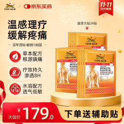 虎标 TigerBalm虎标泰国老虎牌贴膏肌肉酸痛止痛镇痛药布膏药贴温感大贴2片*12包（含辅助贴）