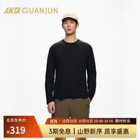 安踏 冠军 户外旅行长袖T恤男圆领运动套头卫衣152630405 基础黑-4