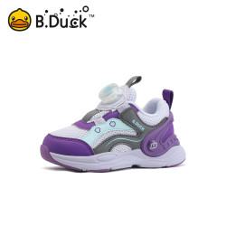 B.Duck 鞋旋转纽扣 软底防滑小童运动鞋 紫/灰