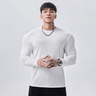 GYMDOG肌理纹运动长袖T恤男半紧身圆领休闲健身跑步篮球训练衣服