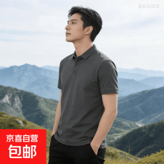 京东 Polo衫男纯色透气男商务休闲短袖夏季新款舒适简约百搭T恤msn GH-P0018深灰色 高质量