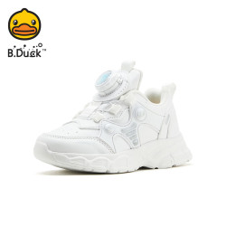 B.Duck 童鞋春季新款女童小白鞋儿童运动鞋 白色（革面款）