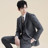 移动端：报喜鸟 秋冬男士商务休闲条纹西服上衣结婚西装西裤
