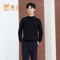 鹿王 羊绒衫男100半高领平针纯色基础打底套头衫秋冬热卖款新升级