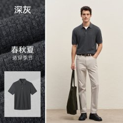 EMZ 鄂尔多斯精纺羊毛羊绒短袖Polo衫男5A抗菌抗静电亲肤透气商务