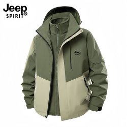 JEEP SPIRIT Jeep吉普冲锋衣男三合一可拆卸两件套户外防风防水登山服冬季外套