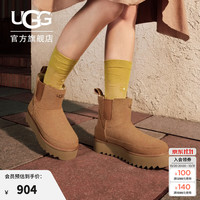 UGG 春季女士休闲舒适纯色平底圆头时尚短靴雪地靴1158051 CHE | 栗色 37