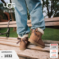UGG 双11冬季新款女士舒适休闲蝴蝶结贝莉迷你短靴毛毛雪地靴 1184111 CHE | 栗色 39 39码及以下,建议拍大一码