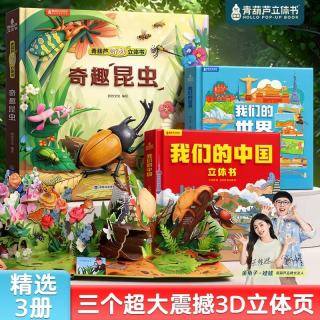 青葫芦儿童3d立体书奇趣昆虫一米长立体页我们的中国+我们的世界立体书2-3-6岁儿童地理科普百科玩具动物绘本适合小学生看的一年级幼儿园故事早教启蒙翻翻书