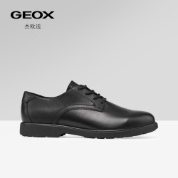 GEOX 26夏季新款男士真皮一脚蹬休闲商务皮鞋圆头深口单鞋 黑色 41