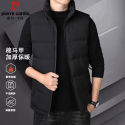 皮尔·卡丹 皮尔卡丹（pierre cardin）棉马甲男冬季男士棉服宽松百搭加厚保暖坎肩休闲背心男黑色2XL