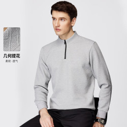 杉杉 卫衣长袖男春秋款提花防风立领拉链休闲内搭舒适柔软上衣