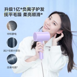 美的 电吹风机折叠负离子护发速干家用理发店大风力大功率风筒 熏衣紫-[折叠款] 1800w+1亿负离子